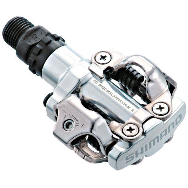 Shimano PD-M520 MTB SPD pedals - two sided mechanism, silver click to zoom image